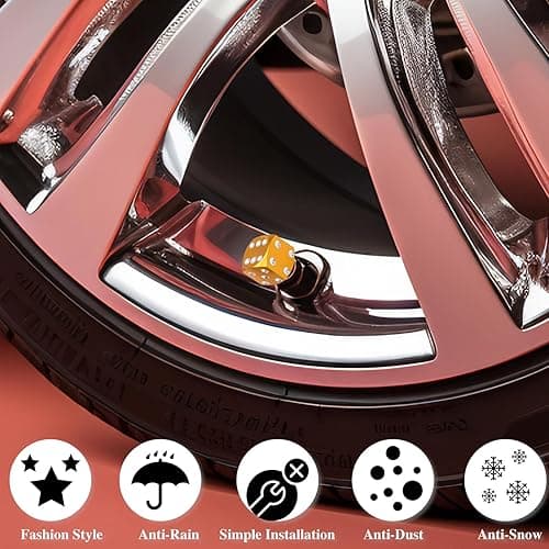 MEAJOO 4PCS Dice Style Tire Valve Stem Caps, with O Rubber Ring, Universal Aluminium Alloy Dustproof Tire Valve Stem Covers for Cars, SUV, Trucks, Bikes, Motorcycles, Bicycles (Gold) - 4 pcs - Dice-Gold thumbnail 6