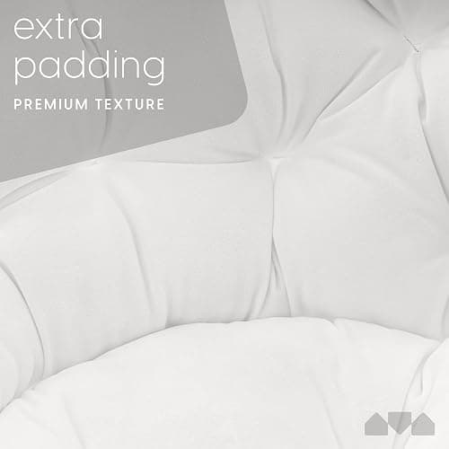 Milliard Cozy Chair/Velour Saucer Accent Chair for Bedroom/X-Large (White/Wood-Tone) thumbnail 4