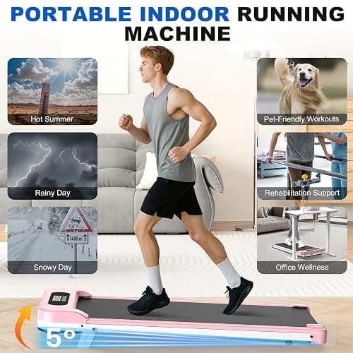 Incline Walking Pad, 3 in 1 Under Desk Treadmill with Ultra Quiet < 40dB, 2.5HP Portable Treadmill for Home Office, Wide Running Belt with 330LB Capacity, Remote Control & LED Display thumbnail 9