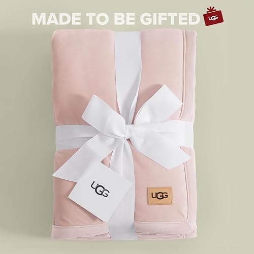 UGG Bliss Throw Blanket Plush Soft Fleece Fluffy Blankets for Bed or Couch Oversized Warm Reversible Machine Washable Medium Weight Home Decor Giftable Throw, 50-inch x 70-inch, Quartz Pink - Image 1