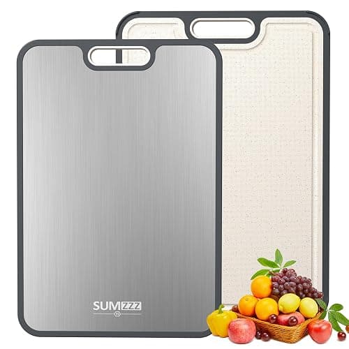 Titanium Cutting Board for Kitchen, Double Sided Chopping Board, 99.9% Pure Titanium & PP, Non-Porous, Odor Resistant, Safe for Raw & Cooked Food, Easy to Clean, Large 15”×10.3” - Image 1