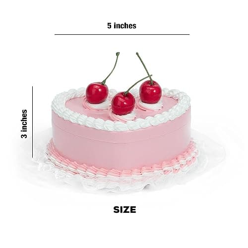 Stylor Coquette Room Decor Aesthetic, Heart Shaped Jewelry Box for Girls, Fake Cherry Pink Cake, Cute Kawaii Decorative Storage Accessories. thumbnail 3