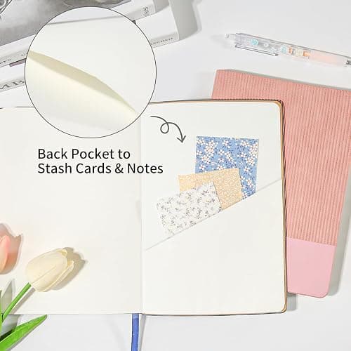 TSFPapier Lined Journal Notebook for Work College Ruled Note Book 5.79"x8.27" A5 PU Leather Daily Journaling 216 Pages for Women Men Writing Home School Supplies Business (Black) thumbnail 7