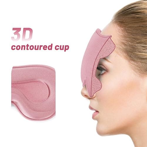 Sleep Eye Mask for Men Women, Lash Extensions 3D Sleeping Mask, Travel Blackout Night Blindfold Eye Shade Cover with Adjustable Strap (Pink-3D) thumbnail 3