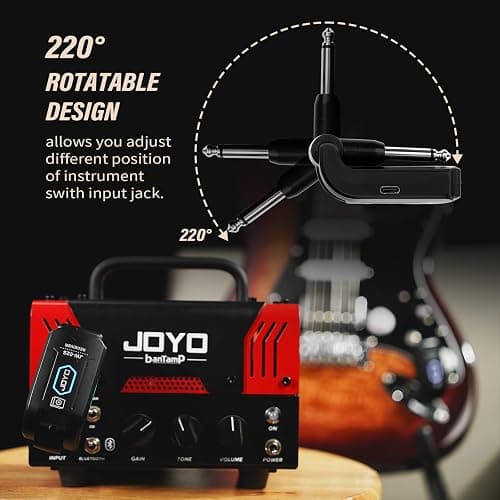 JOYO 5.8GHz Wireless Guitar System Wireless Guitar Transmitter Receiver Rechargeable Audio with 4 Signal Channels for Electric Guitar Bass 20M (JW-02S) thumbnail 5