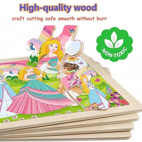 Wooden Puzzles for Kids Ages 4-6, 4 Packs 24 PCs Unicorn Mermaid Princess Fairy Jigsaw Puzzles, Preschool Educational Brain Teaser Toys for Girls 3 4 5 6 Years Old. thumbnail 6