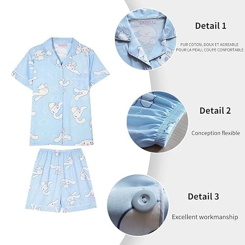 TradWloth Cute Women's Pajama Sets, Cartoon Print Sleepwear Short Sleeve Shirt and Casual Short - 2 Piece thumbnail 6