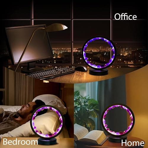 Runyangshi Runyansghi Amethyst Night Lamp 8.6'' Natural Healing Crystal Bedside USB Port 3 Colours Dimming Mode Bedroom Suitable Light for Living Room Office Home Decor Ideal Gift thumbnail 4