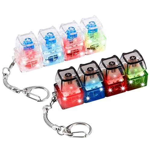 2 Pcs Keyboard Fidget Toy, Loud & Silent Fidget Keychain with LED Lights, Stress Relief Clicker Fidget Keyboard, Boost Focus and Calm Anxiety for Library Office Home (Cat) - Image 1