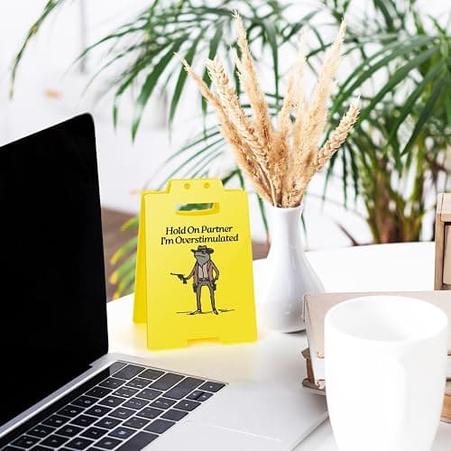 Hold On Partner I'm Overstimulated Humorous Desk Sign - Stress Relief Gifts for Colleagues, Funny Office Decor for Coworkers and Friends thumbnail 5
