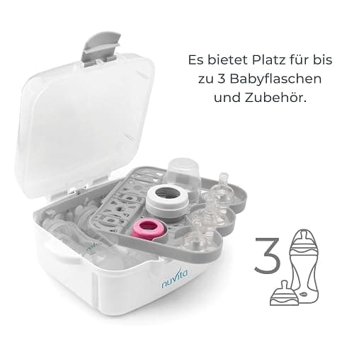 Nuvita 1085 Sterilizzatore a Vapore Microonde – Per biberon, ciucci ed accessori - Sterilizza fino a 3 biberon in 2 minuti – Compatto e portatile - Senza BPA nè Ftalati - Marchio EU thumbnail 3