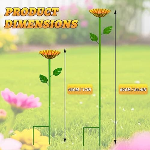 Mellbree Bee Watering Station, 4-Pack Metal Flower Bee Bath for Garden – Attract Butterflies & Pollinators – Colorful Outdoor Garden Stakes for Yard, Patio, Butterfly Garden – Gardening Essentials thumbnail 7