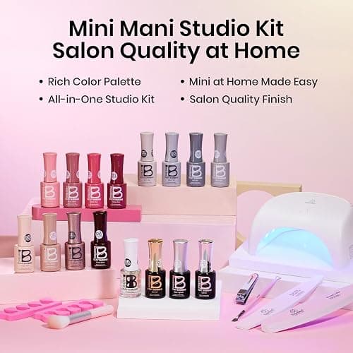 Beetles Stay Shining 23 Pcs Gel Nail Polish Kit with UV Light,, 12 Color Nail Manicure Studio Kit Cozy Elegance and Base Gel Glossy &Matte Top Coat Cuticle Oil & Nails Tools, DIY Salon-Quality at Home thumbnail 2