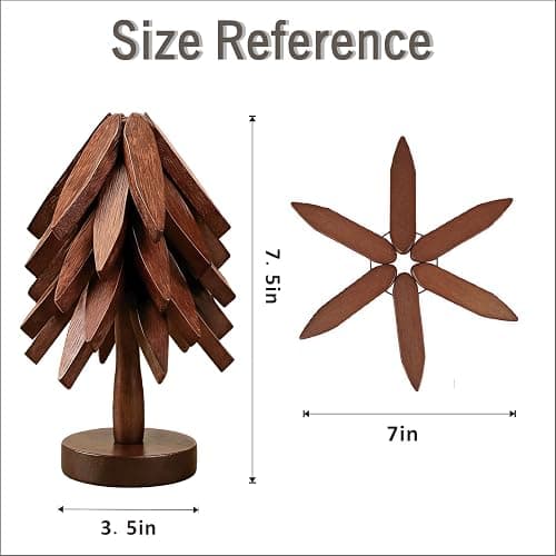 Csydxbbe Bamboo Trivets for Hot Dishes, Tree Shape Trivet Set, 5 Bamboo + 1 Stand stored Like a Tree,Foldable Kitchen Wooden Trivet, for Hot Pot Holders for Pots, Bowls and Teapot thumbnail 2