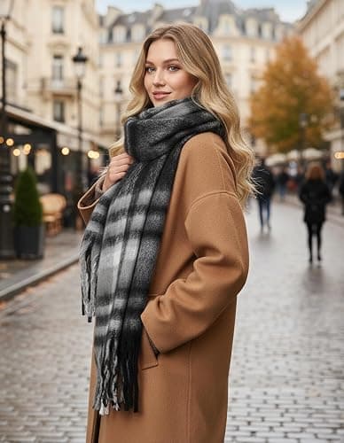 Scarf for Women Winter Warm Long Shawl Large Scarves Cold Weather Thick Blanket Scarfs Colorful Plaid thumbnail 8