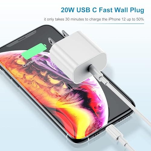 2Pack Apple Certified iPhone Charger Fast Charging, 20W PD USB C Wall Charger Block with Type C to Lightning Cable 6ft Compatible with iPhone 14/14 Plus/13 Pro Max/12/12 Pro/11/iPad thumbnail 2