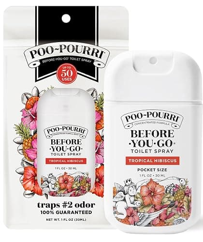 Poo-Pourri Before-You-Go Pocket Toilet Spray, Travel Essentials, Tropical Hibiscus, 1 Fl Oz, Up to 50 Uses, On-The-Go Bathroom Odor Deodorizer with Essential Oils, TSA Approved Size, Hibiscus, Apricot thumbnail 3