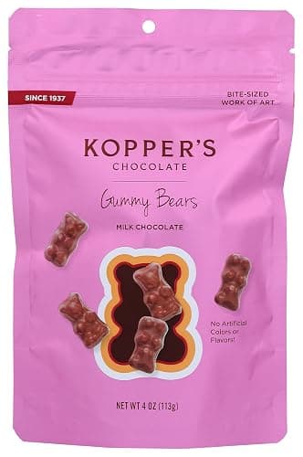 Kopper's Chocolate Milk Chocolate Covered Gummy Bears - No Artificial Colors or Flavors - 4 Oz Pouch, 4 Ounce (Pack of 1) - Image 1