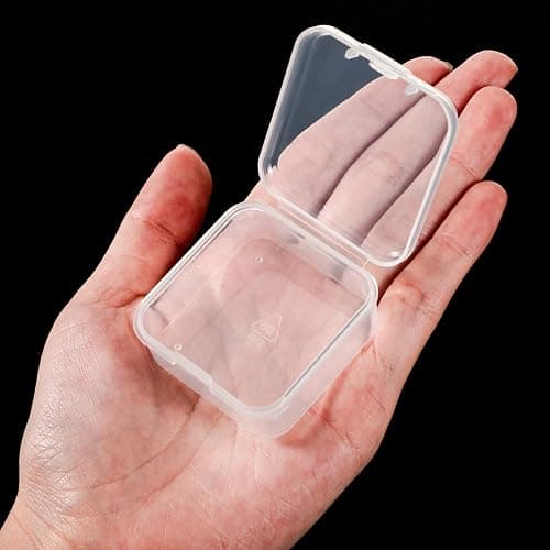 SATINIOR 24 Packs Small Clear Plastic Beads Storage Containers Box with Hinged Lid for Storage of Small Items, Crafts, Jewelry, Hardware (1.7 x 1.7 x 0.8 Inches) thumbnail 4