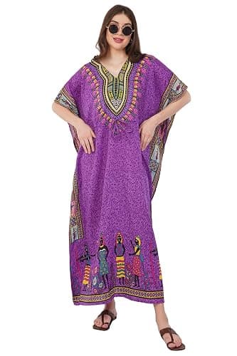 Divine threads Women African Print Kimono Cover Up V Neck Batwing Sleeve Plus Size Beach Kaftan Dresses thumbnail 7