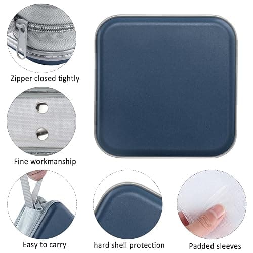 Siveit CD Case, 40 Capacity CD/DVD Case Holders Wallet Hard Plastic DVD Disc Cases Storage Binder for Car Home Office Travel (Dark Blue) - Dark Blue thumbnail 2