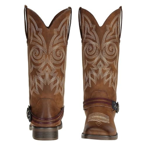 J's.o.l.e Women's Fashion Wide Square Toe Western Cowgirl Cowboy Boots Mid Calf Brown thumbnail 3