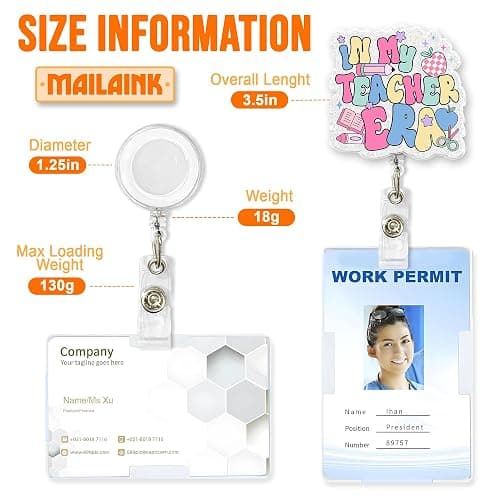 in My Teacher Era Retractable Badge Reel with Alligator Clip 1.8 Inches Teacher Life Teaching Appreciation Back to School Acrylic Material ID Name Badge Holder Reels Accessories for Teachers Educator thumbnail 4