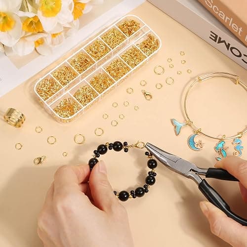 Anezus 1200PCS Jump Rings for Jewelry Making Kit, Gold, Jewelry Making Supplies and Necklace Repair, Modern Style, Small Size, Not Foldable thumbnail 2