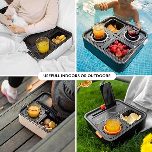 CouchConsole Original Tray - Drinks & Snacks Sofa Caddy with Armrest, Table with Phone Stand- TV Remote Control Storage and Organizer - for Living Rooms, RV, and Cars, Black/Orange thumbnail 7
