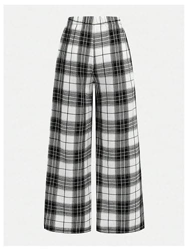 SOLY HUX Girl's Wide Leg Plaid Pants Elastic Waist Casual Baggy Sweatpants Fall Clothes thumbnail 3