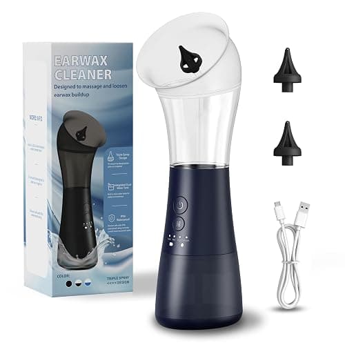 Outils Nettoyage Oreilles, VINIPO Nettoyeur d’Oreilles Électrique Rechargeable - Kit de Soin avec 4 Modes de Lavage, Double Réservoir d’Eau et Bac de Récupération des Déchets (Bleu) - Image 1