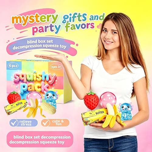 Squishy Toy Pack, Sensory Stress Relief Fidget Toys, Slow Rising TPR, 6 Pack Fun Food Squishy Set, Gifts for Kids and Adults, Birthday Party Favors, Classroom Prizes, Office Desk Decor thumbnail 4