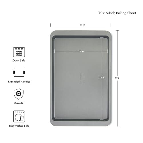 KitchenAid Premium Aluminized Steel Baking Sheet, Nonstick, 10x15 Inch, Contour Silver thumbnail 3