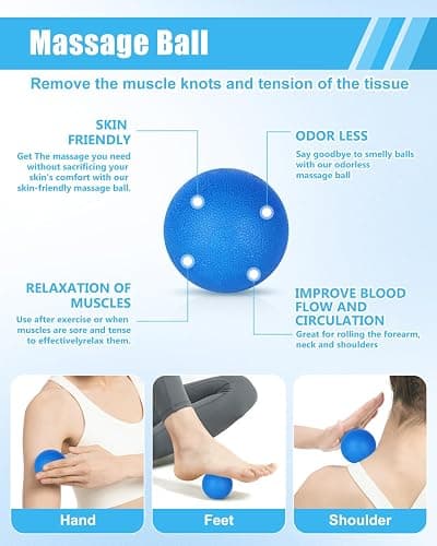 4 in 1 Foam Roller Set, Massage Roller for Back and Legs with Massage Ball and Muscle Roller Stick for Deep Tissue Massage, Yoga Pilates, Exercise, All in Carry Bag thumbnail 5