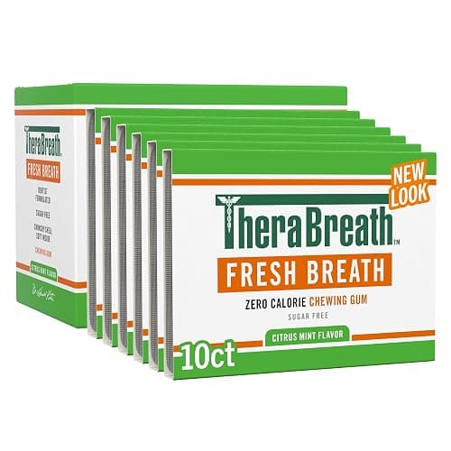 TheraBreath Fresh Breath Chewing Gum with ZINC, Citrus Mint Flavor, 10 Count (Pack of 6) - Image 1