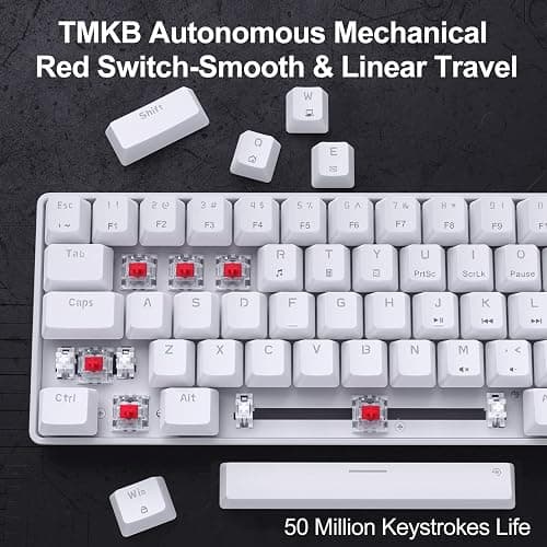 DIERYA T68SE 60% Gaming Mechanical Keyboard,Ultra Compact Mini 68 Key with Red Switches Wired Keyboard,Anti-Ghosting Keys, for Windows Laptops and PC Gamers,White thumbnail 3
