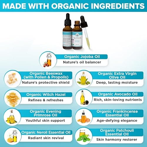 Organic Face & Eye Serum By BeeFriendly, Deep Hydration, Nourishes, Tightens, and Firms Facial Skin, and Lifts Facial Skin USDA Certified & All Natural Serum for Face, Women or Men, 1 oz thumbnail 2