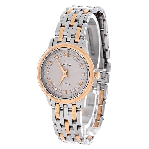 Omega, Pre-Loved De Ville Prestige Quartz Watch Stainless Steel and Rose Gold with Diamond Markers 27, Silver thumbnail 3