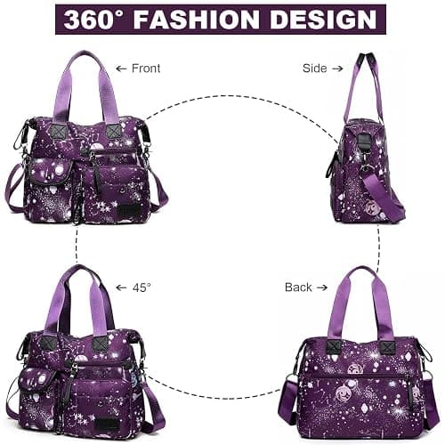 Tote Bag for Women,Multi Pockets Shoulder Handbag,Nurse Bag for Work,Large Cross body Purse,Fashion Nylon Top Handle Satchel thumbnail 3