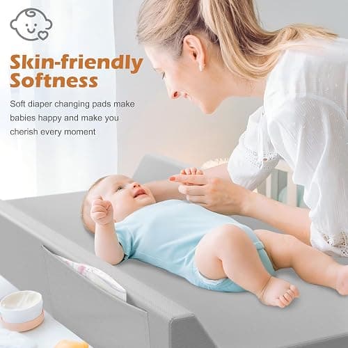 JVEOO Vegan Leather Baby Changing Pad, Waterproof & Wipeable Soft Diaper Changing Mat 80 x 40 x 10 cm Comfortable Infant Changing Station for Dresser & Table thumbnail 5