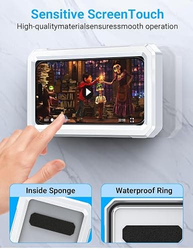 Coolpow Shower Phone Holder Waterproof【480° Rotatable】 Retractable Adjustable Shower Phone Case, Shower Accessories for Bathroom Wall Phone Mount Stand Water Proof Anti Fog Case, for 4-7" Cellphones thumbnail 5
