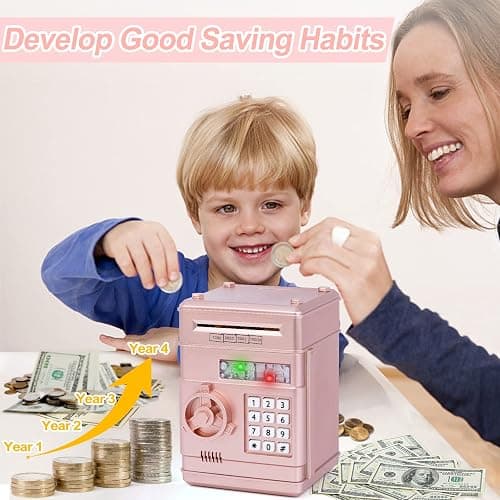 Refasy Piggy Bank Cash Coin Can ATM Bank Electronic Coin Money Bank for Kids Age 3-12, Money Savings Box Mini ATM Coin Bank Toys Gifts for 3 4 5 6 7 8 9 10 11 12 Year Old Boys Girls thumbnail 2
