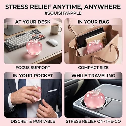 Glitter Pink Apple Squishy Toy,Slow Rebound Smooshers Stress Relief Squishy | Premium Slow-Rebound Glitter Apple Squishy Offers Portable Reusable Stress Relief As A Lovely Handy Gift thumbnail 6