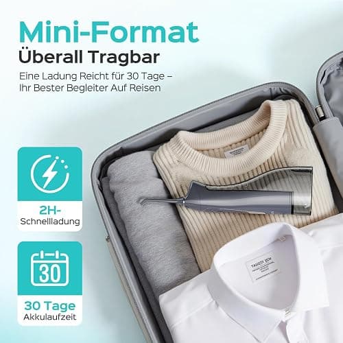 COSLUS Munddusche Kabellos Trragba Elektrische: 300ML WassertankTestsieger 2025 IPX7 Wasserdicht für Oral Health Enthusiasten Tägliche Tiefenreinigung Reinigung auf Reisen 5 Multifunktionale Jet-Tipps thumbnail 8