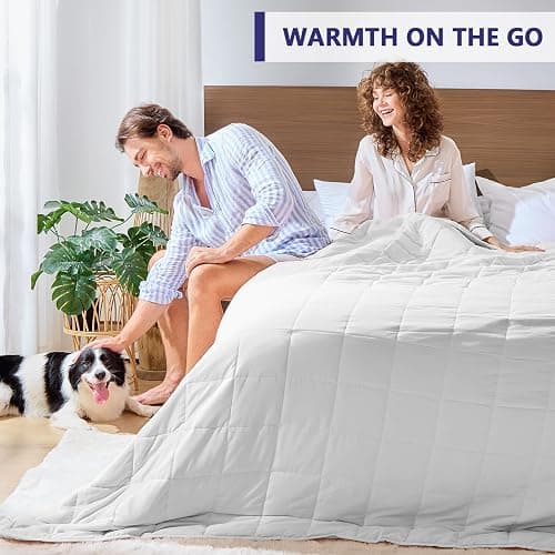 King Size Weighted Blanket for Adults (25 lbs, 80” x 87”, White) Cooling Heavy Blanket for Sleeping Perfect for 240-260 lbs, Breathable Blanket for Adults & Couple All Season, Machine Washable thumbnail 5