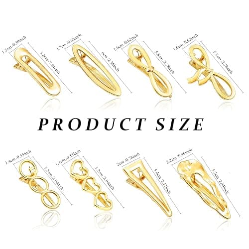 CWJCYTNSN 8 PCS Gold Hair Clips for Women, Metal Hair Barrettes, Small Hair Clips, Sweet Cute Snap Clips for Hair Styling thumbnail 5