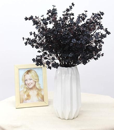 JAKY-Global Babys Breath Fabric Cloth Artificial Flowers 6 Bundle European Fake Silk Plants Decor Wedding Party Decoration Bouquets Real Touch DIY Home Garden (Black-6pcs) thumbnail 2