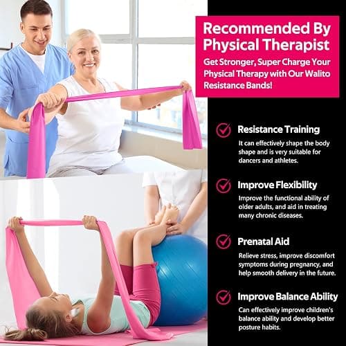 WALITO Resistance Bands for Working Out, Exercise Bands for Women and Men, Workout Bands for Physical Therapy, Stretch, Recovery, Pilates, Rehab, Strength Training and Home Gym thumbnail 6
