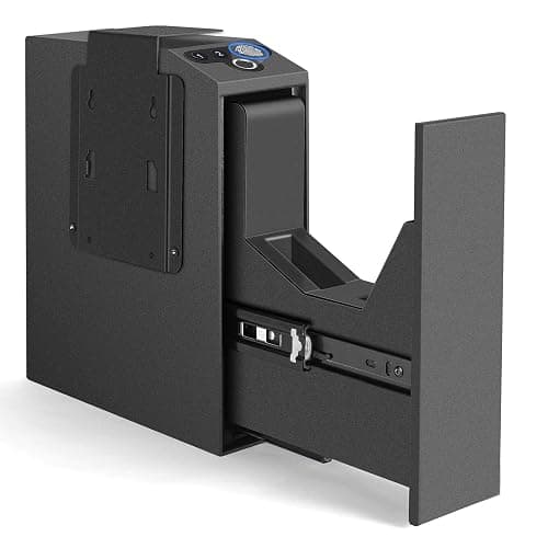 Biometric Slider Handgun Gun Safe for Nightstand, Desk, Bed Side,Truck - Auto Sliding Door Hand Gun Safe for Pistol -with Fingerprint, PIN Code, KEY Access thumbnail 8