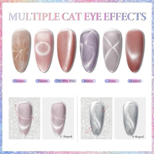 AIMEILI Cat Eye UV Gel Set - 6 Farben Nagellack Mit Magnet, Soak Off UV Nagellack - 8ml, 6-62 thumbnail 2